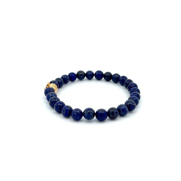 18K Gold Money Bag Lucky Charm Bracelet Gemstones Lapis Lazuli 6mm - Picture 3 of 9